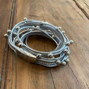 Silver colored beaded bracelet/ choker necklace